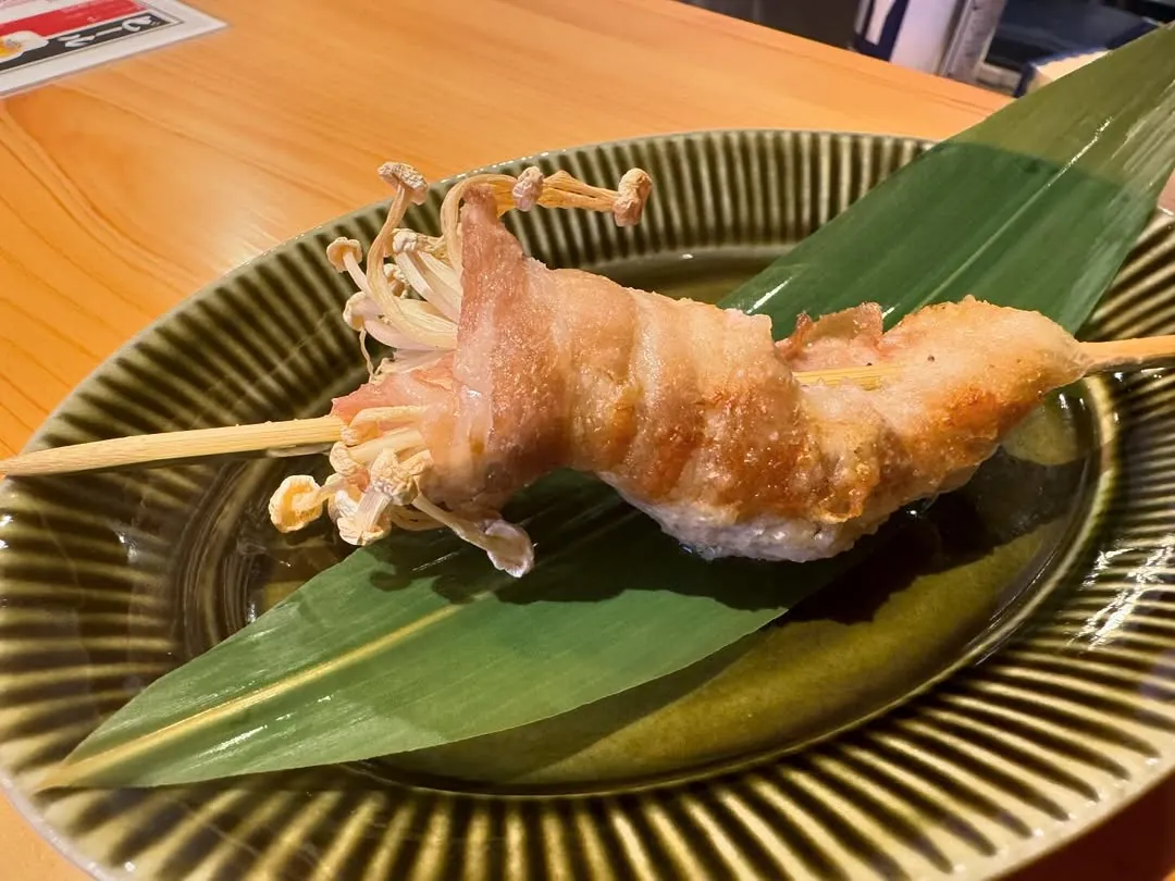 えのきを豚肉で巻いた原始焼き